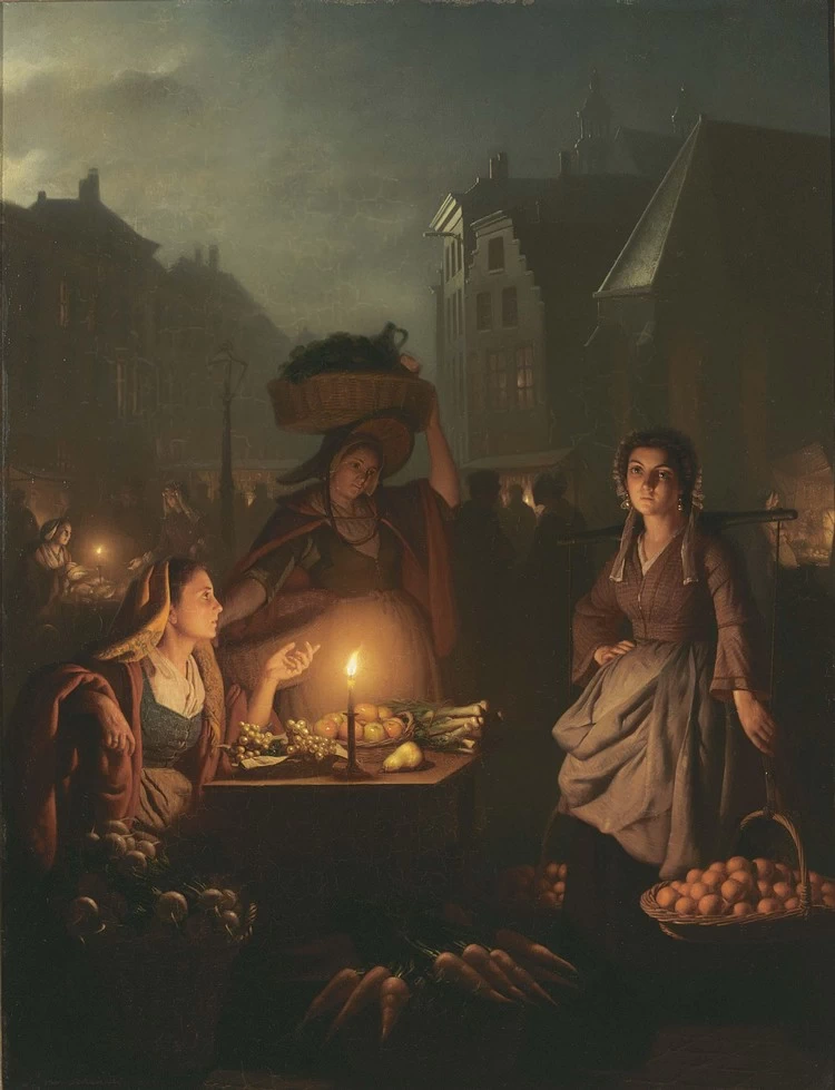 Scena di mercato di notte